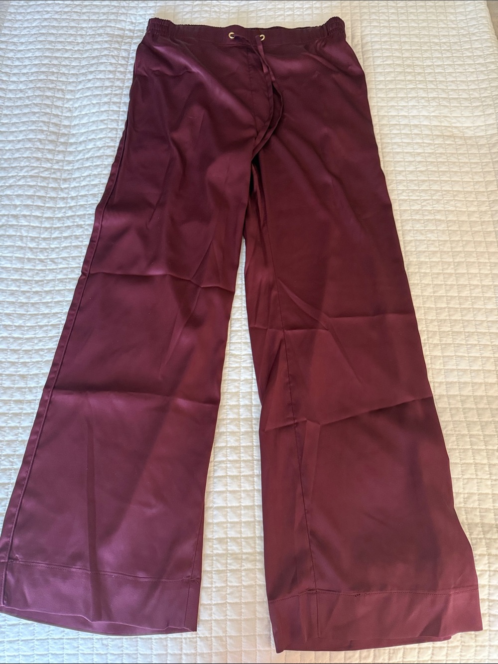 Soma silky Wide-Leg Drawstring Pants in Burgundy